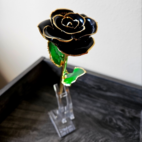 DeFaith real gold resin encapsulated black rose - Picture 1 of 5